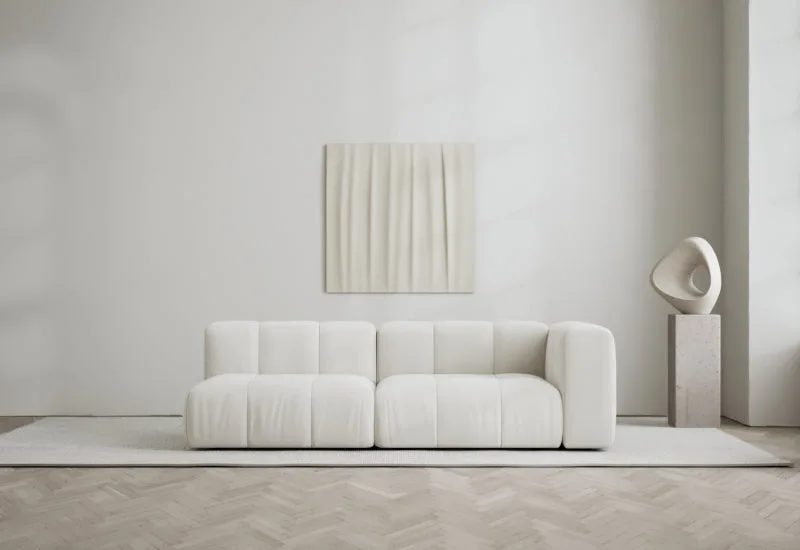 Cecco 2-sits soffa öppen vänster van LAYERED in Linen Look Bone White – sfeerfoto