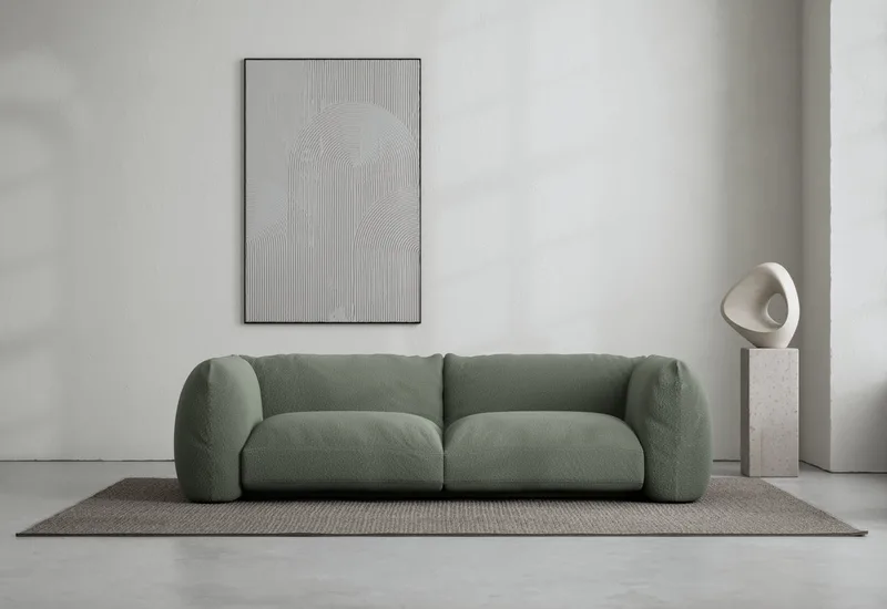 Lotta Agaton 2-sits soffa by LAYERED in Bouclé Dusty Green – interior photo