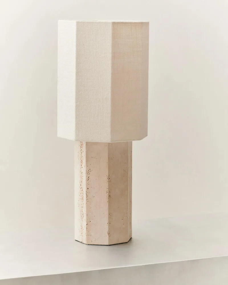 EIGHT OVER EIGHT LAMP LARGE by LOUISE ROE in Travertine, Light Grey – interior photo