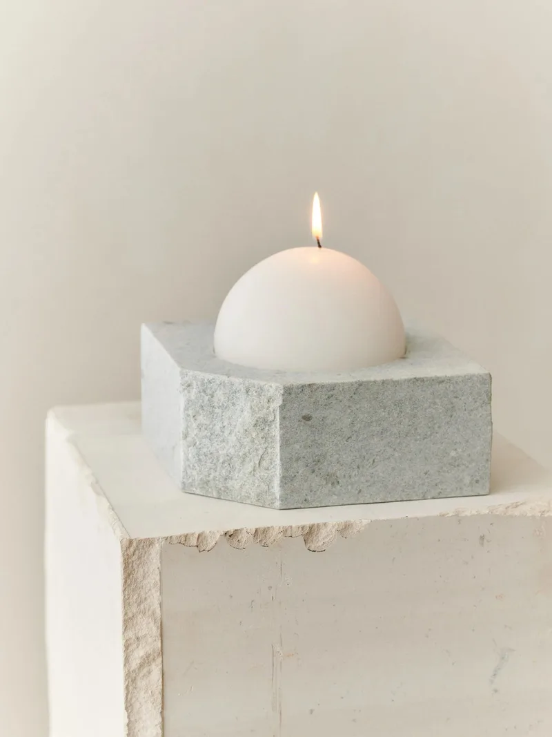 GALLERY OBJECT CANDLE HOLDER LOW by LOUISE ROE in Green Viena Marble – product photo
