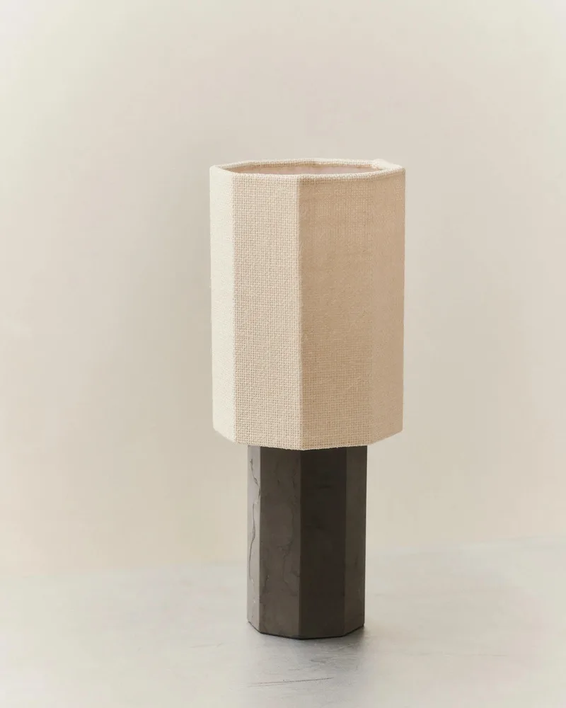 EIGHT OVER EIGHT LAMP SMALL by LOUISE ROE in Grey Marble, Jute White – product photo 2 of 2