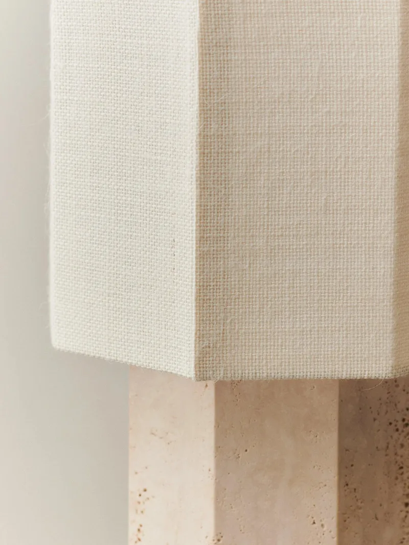 EIGHT OVER EIGHT LAMP GRANDE by LOUISE ROE in Beige Travertine – interior photo