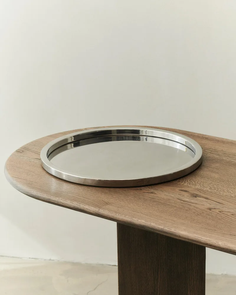 METAL SERVING TRAY, SQUARE EDGE by LOUISE ROE – interior photo