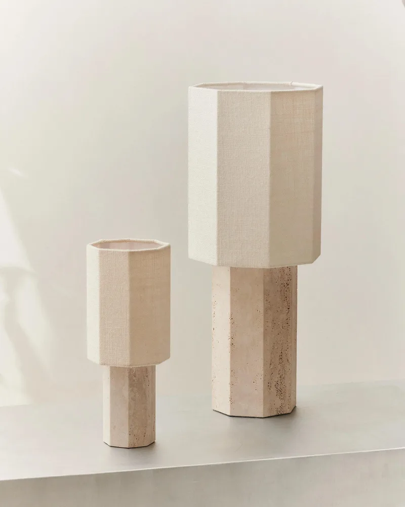 EIGHT OVER EIGHT LAMP SMALL by LOUISE ROE in White Marble, Brass Colored – interior photo 1 of 2