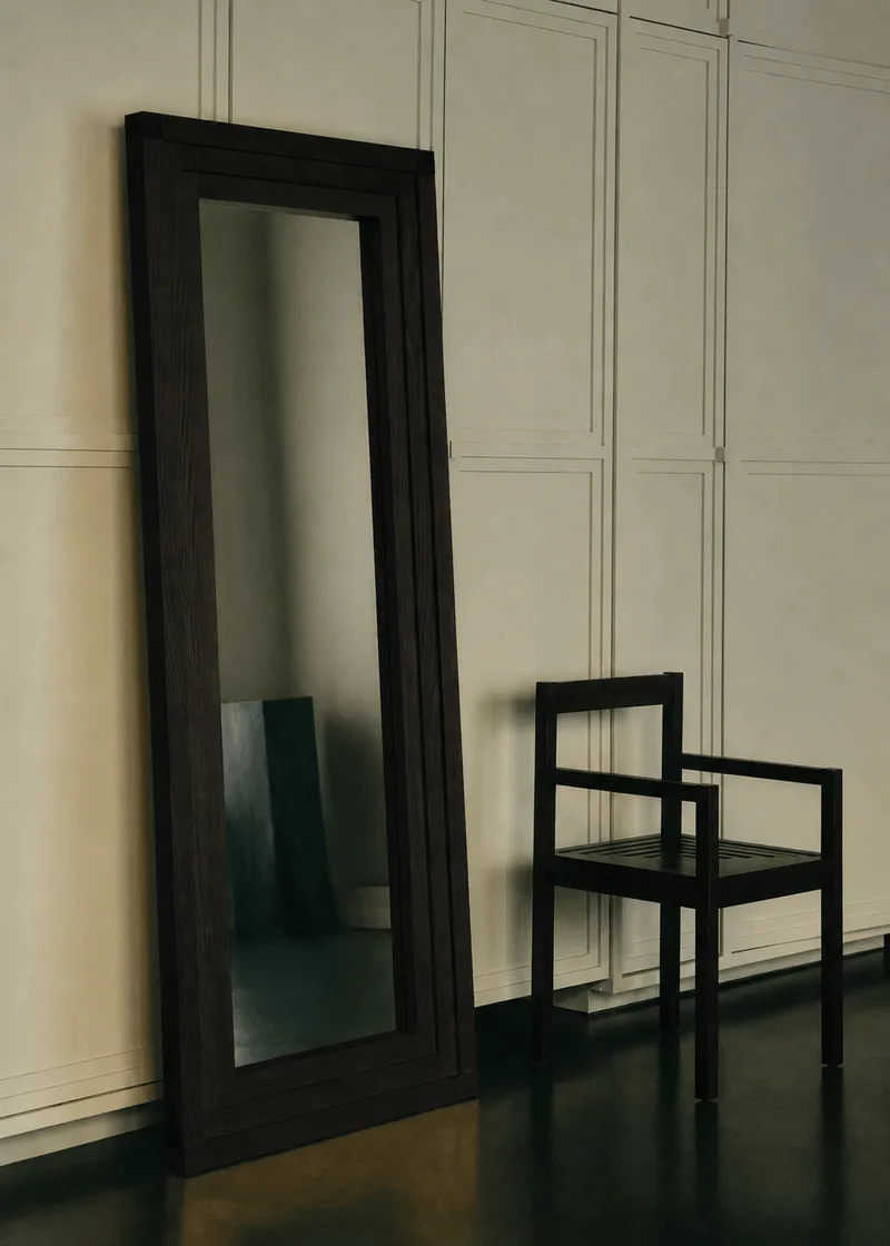 FRANKIE FRAME MIRROR 02 by LOUISE ROE in Dark Brown – interior photo