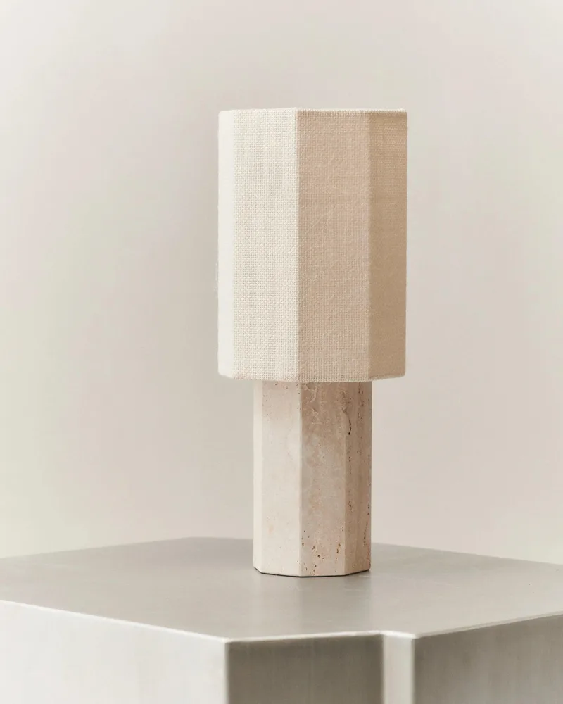 EIGHT OVER EIGHT LAMP SMALL by LOUISE ROE in Travertine, Jute White – product photo 2 of 2