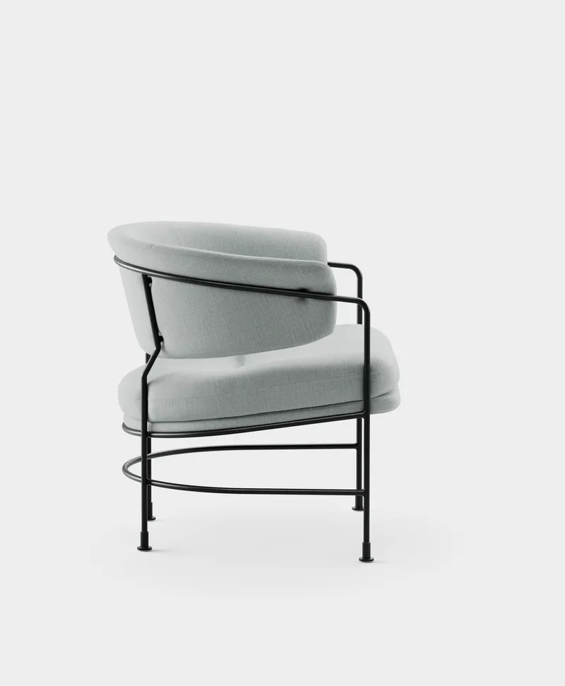 Astro Club Chair van Massproductions in Romo – Linara 253 Swedish Grey, Black – productfoto