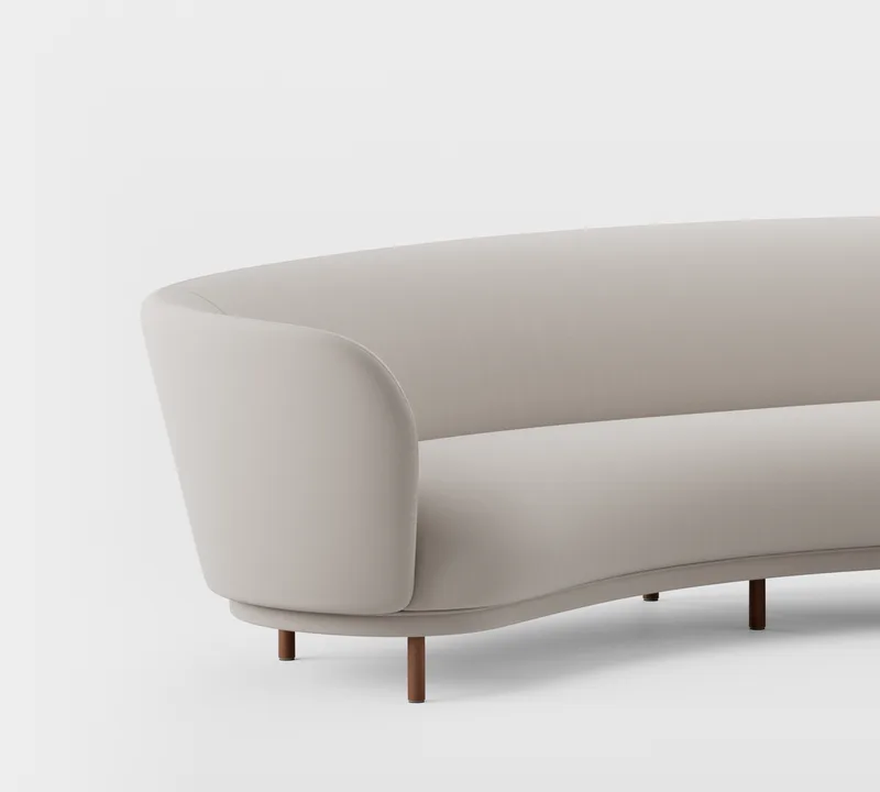 Dandy 4 Seater Sofa by Massproductions in Walnut Stained Beech/Kirkby Design – Smooth III 35 Porcini – product photo