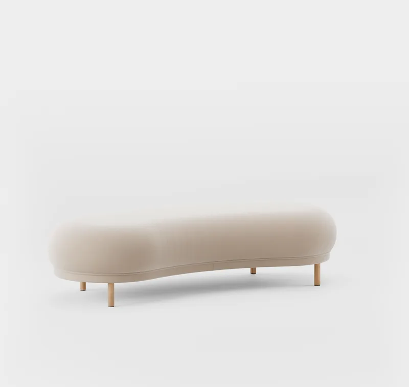 Dandy Ottoman van Massproductions in Natural Oak/Villa Nova – Atlantis 52 Alabaster – productfoto