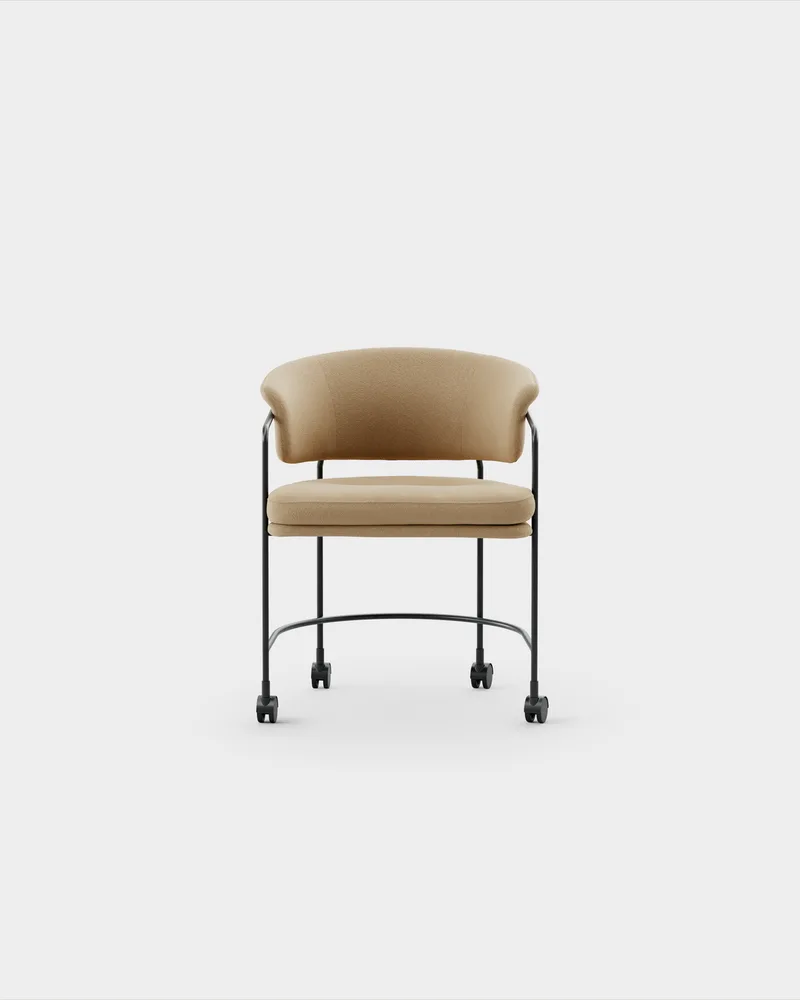 Astro Armchair w Castors by Massproductions in Kvadrat – Vidar 4 0333, Black – product photo
