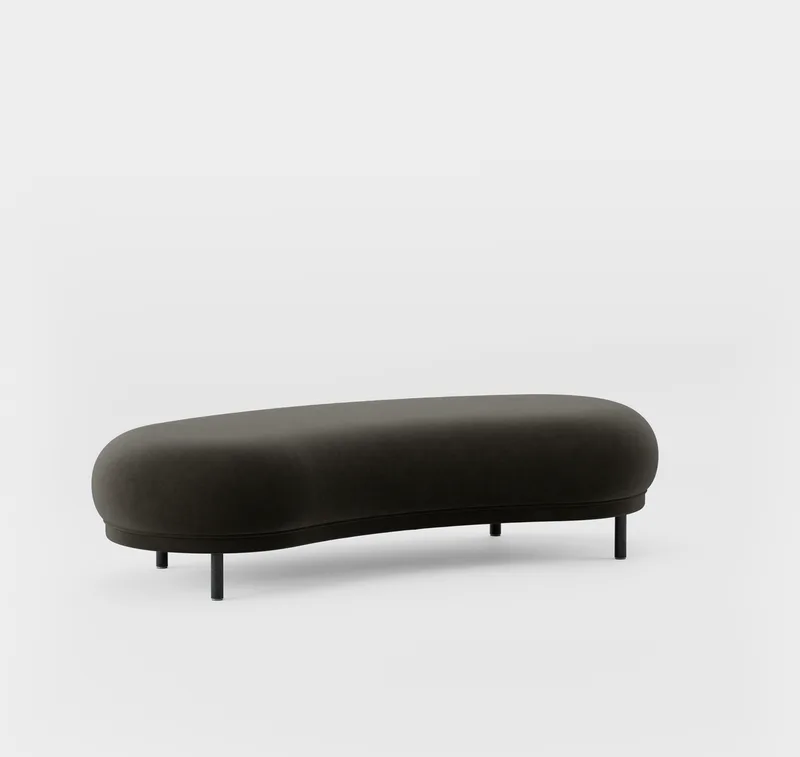 Dandy Ottoman van Massproductions in Black Stained Oak/Romo – Linara 90 Espresso – productfoto