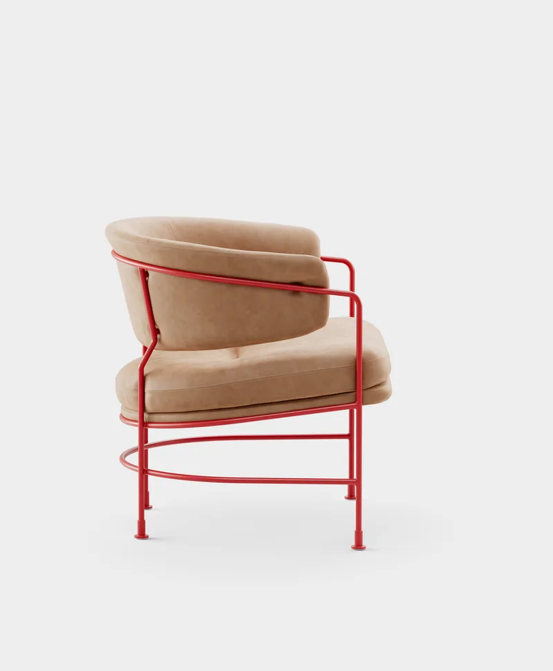 Astro Club Chair von Massproductions in Sorensen – Dunes – Camel 21004, Pure Red – Produktfoto