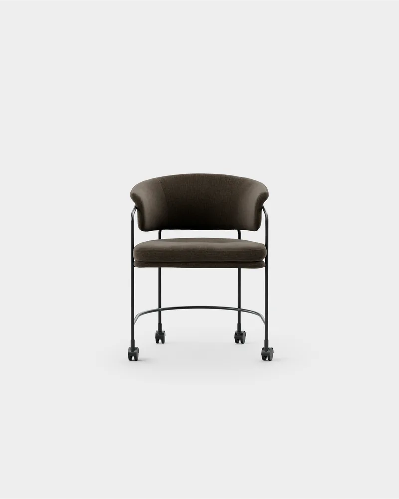 Astro Armchair w Castors by Massproductions in Romo – Linara 90 Espresso, Black – product photo