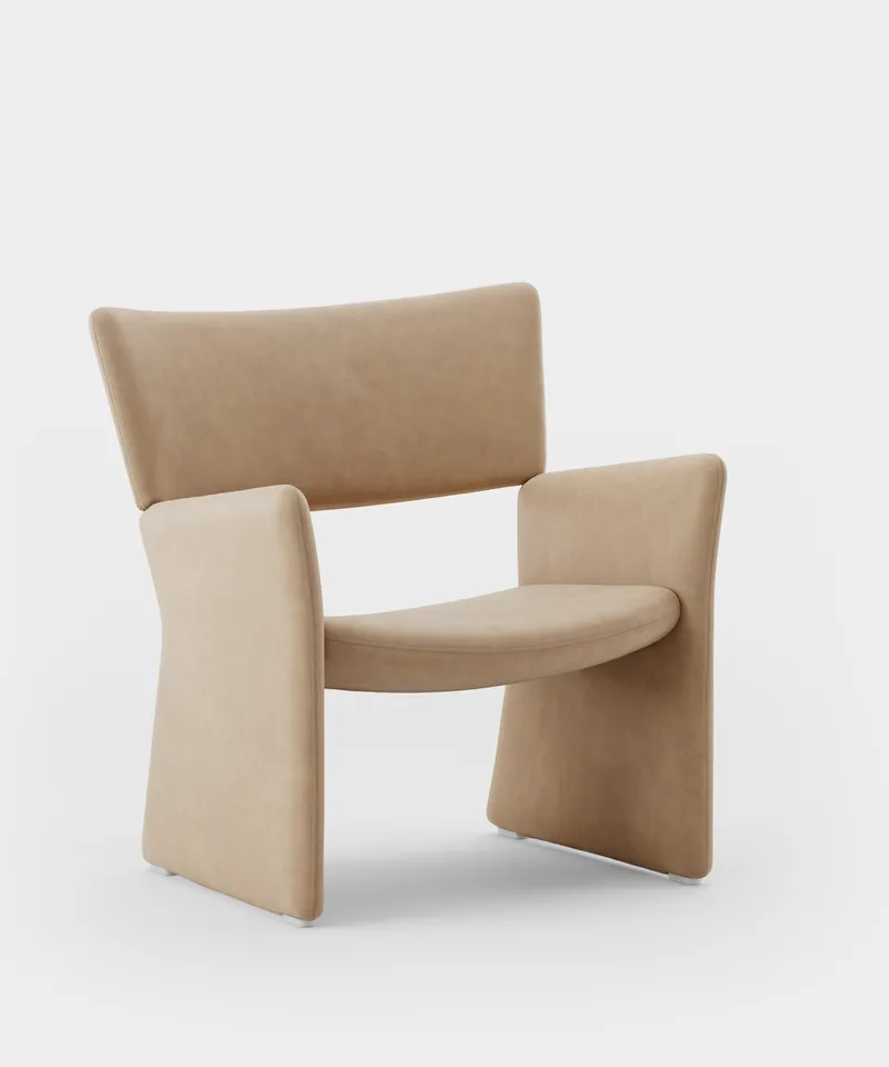 Crown Easy Chair by Massproductions in Sorensen – Duet (Suede Side) Gold – product photo