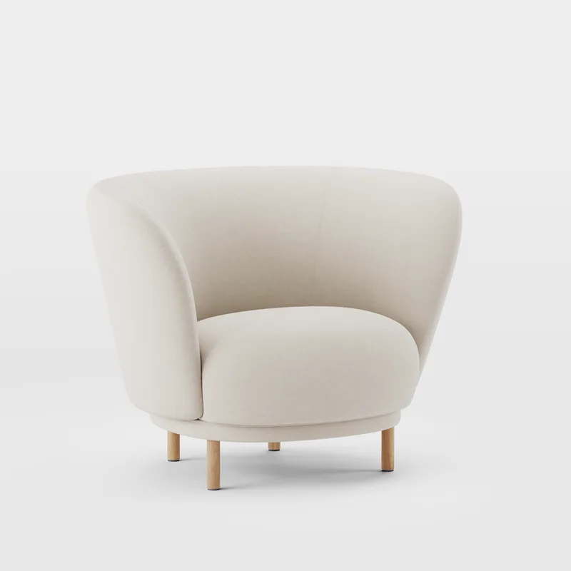 Dandy Armchair by Massproductions in Natural Oak/Romo – Linara 05 Porridge – product photo