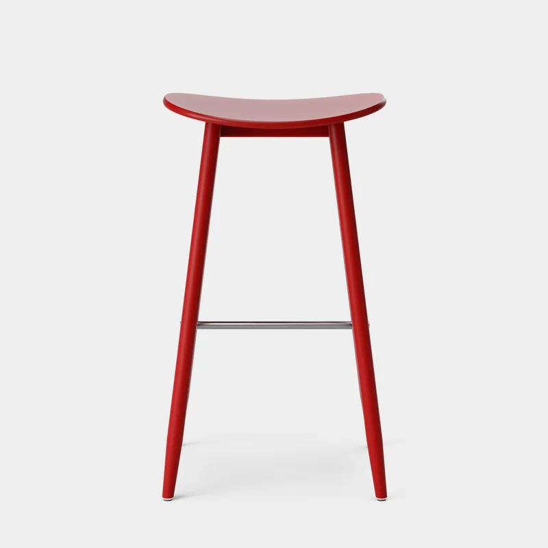 Icha Bar Stool van Massproductions in Red Lacquered Beech, 750 mm – productfoto