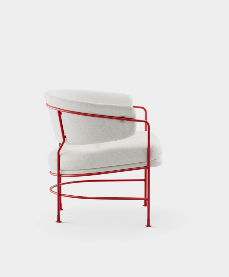 Astro Club Chair by Massproductions in Sahco – Ecriture 100, Pure Red – product photo