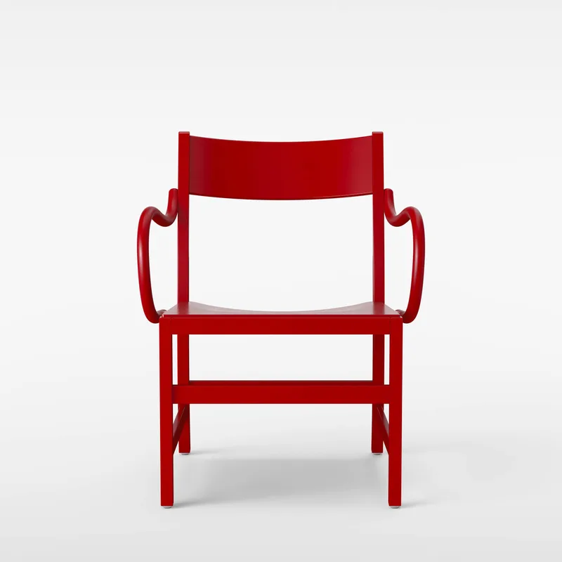 Waiter XL Easy Chair by Massproductions in Red Lacquered Beech – product photo