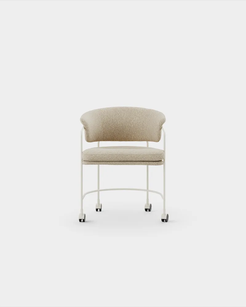 Astro Armchair w Castors by Massproductions in Sahco – Nalia – 220, Ivory – product photo