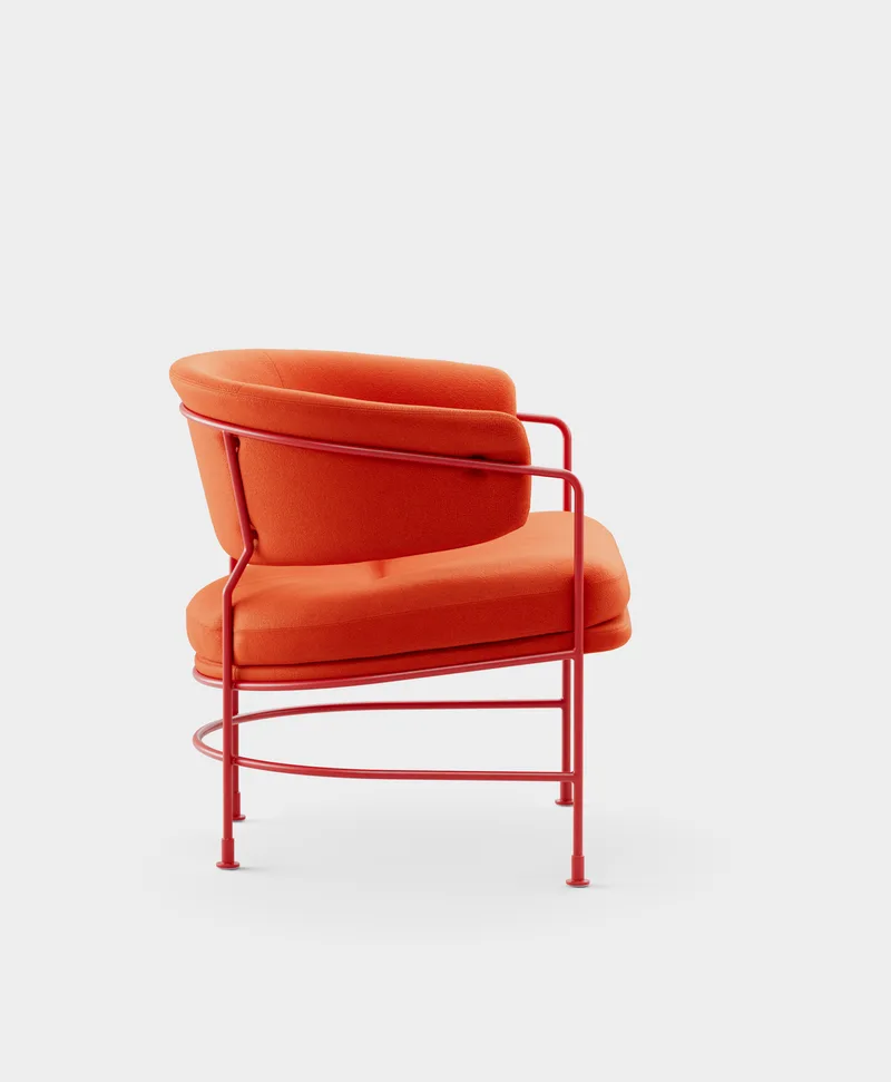 Astro Club Chair van Massproductions in Kvadrat – Vidar 4 0542, Pure Red – productfoto