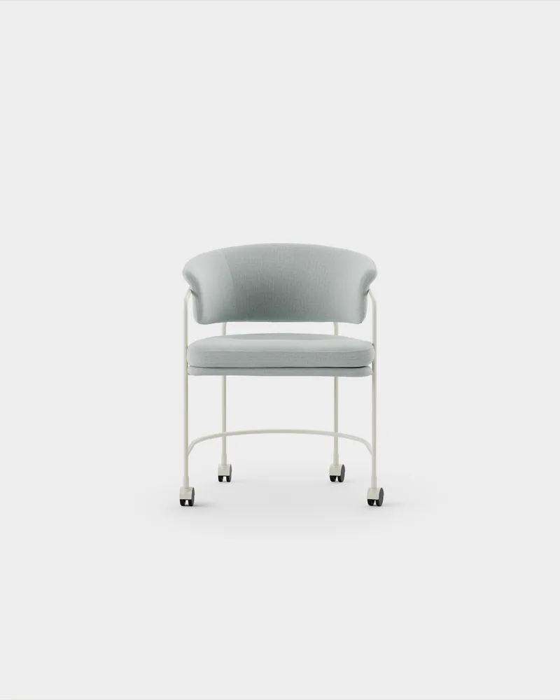 Astro Armchair w Castors by Massproductions in Romo – Linara 253 Swedish Grey, Ivory – product photo