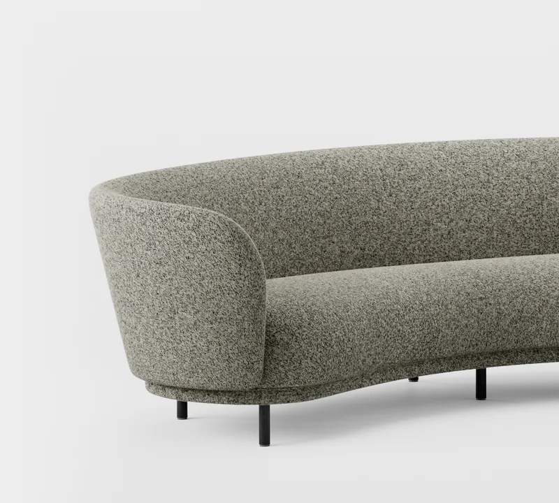 Dandy 4 Seater Sofa by Massproductions in Black Stained Oak/Kirkby Design – Spiral 23 Monochrome – product photo