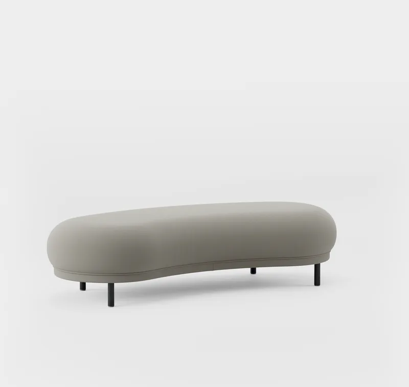 Dandy Ottoman von Massproductions in Black Stained Oak/Kirkby Design – Smooth III 87 Gris – Produktfoto