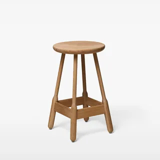 Albert Bar Stool H740 by Massproductions in Red Lacquered Beech – product photo 1 of 2