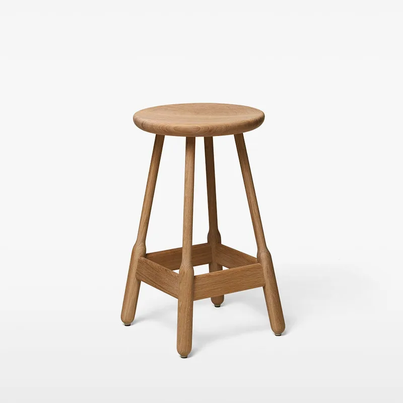 Albert Bar Stool H740 by Massproductions in Red Lacquered Beech – product photo 1 of 2