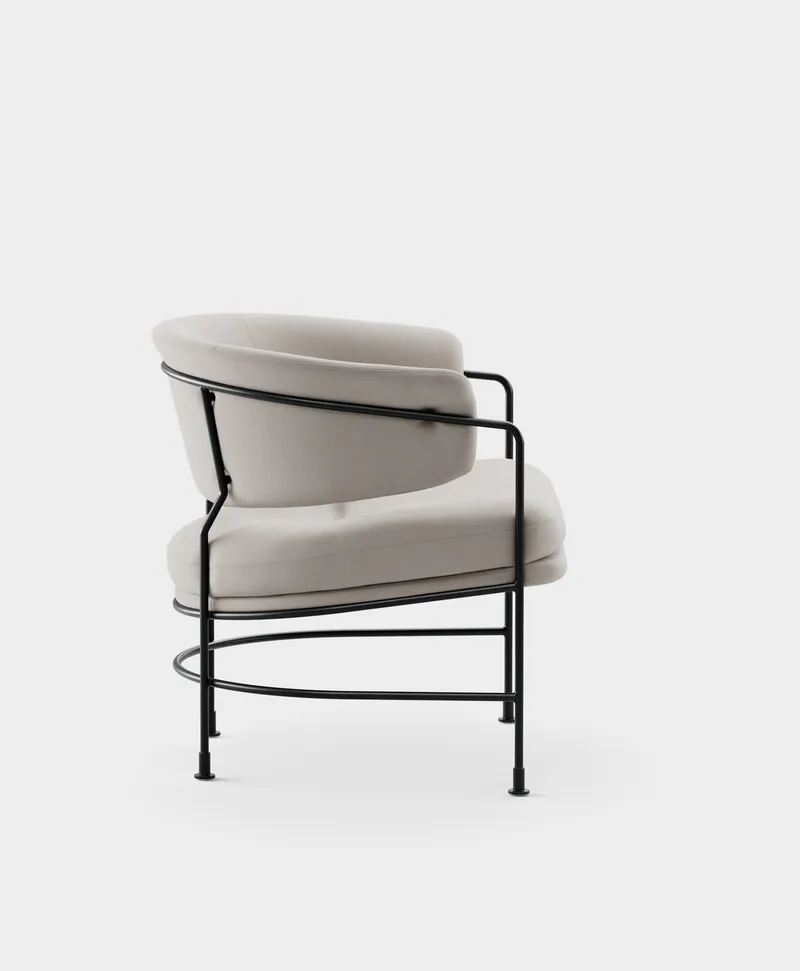 Astro Club Chair by Massproductions in Kirkby Design – Smooth III 35 Porcini, Black – product photo