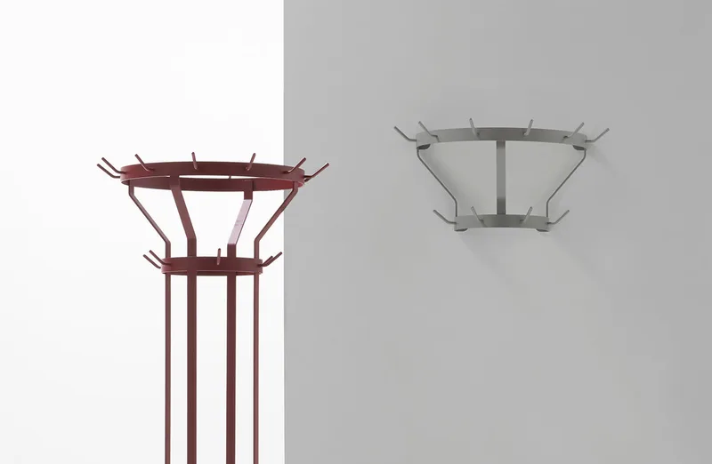 Marcel Coat Rack by Massproductions in Wine Red – RAL 3005 – interior photo