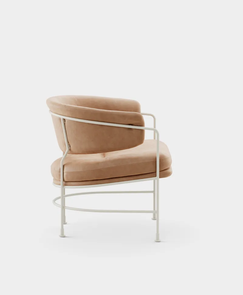 Astro Club Chair by Massproductions in Sorensen – Dunes – Camel 21004, Ivory – product photo