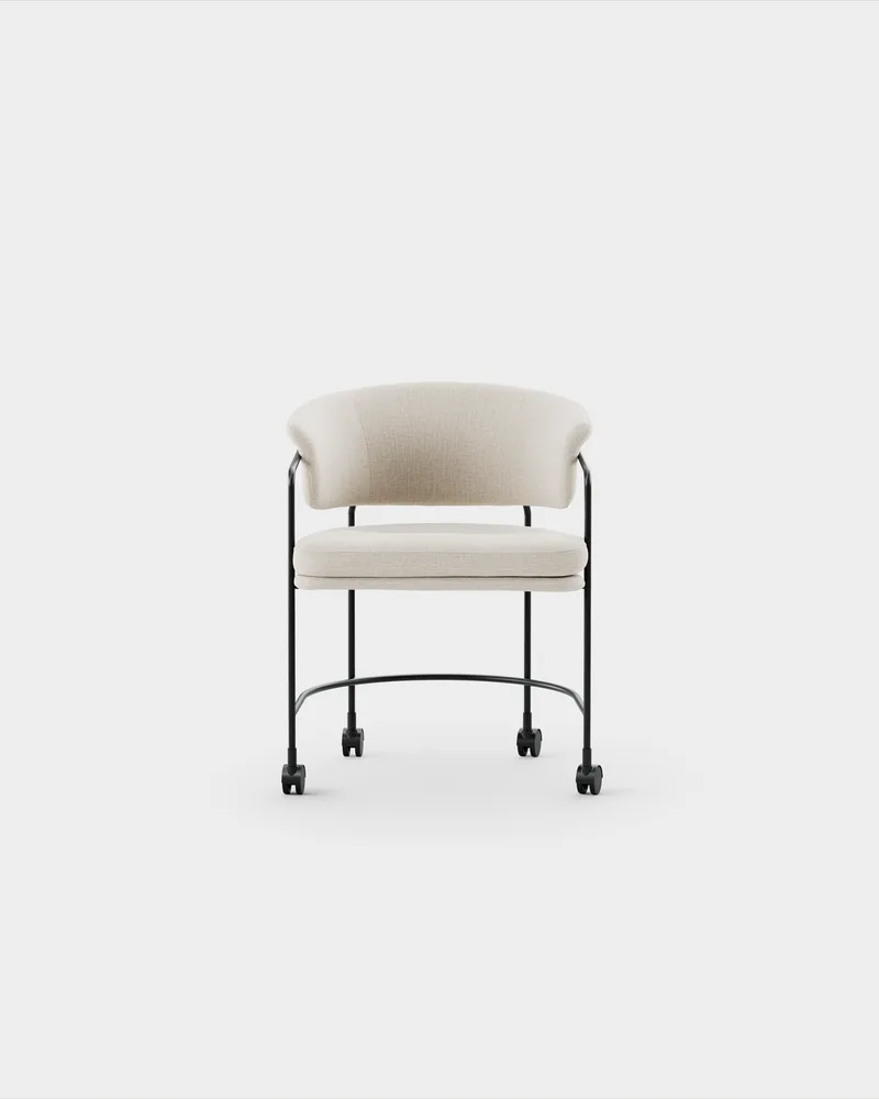 Astro Armchair w Castors von Massproductions in Romo – Linara 05 Porridge, Black – Produktfoto