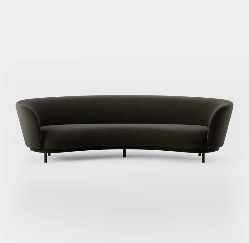 Dandy 4 Seater Sofa by Massproductions in Black Stained Oak/Romo – Linara 90 Espresso – product photo