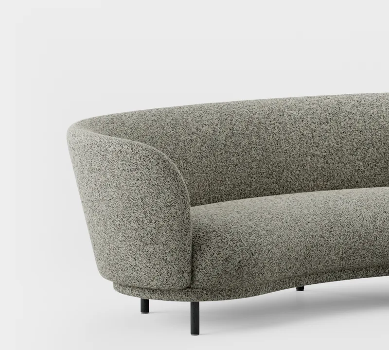 Dandy 3 Seater Sofa von Massproductions in Black Stained Oak/Kirkby Design – Spiral 23 Monochrome – Produktfoto