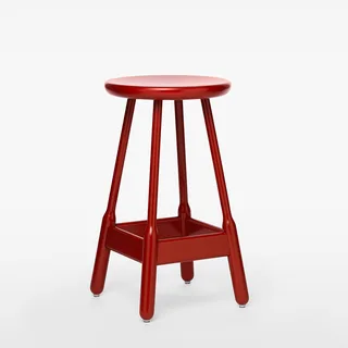 Albert Bar Stool H650 by Massproductions in Red Lacquered Beech – product photo 4 of 4