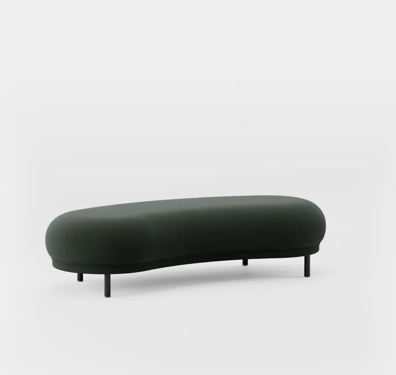 Dandy Ottoman von Massproductions in Black Stained Oak/Kirkby Design – Smooth III 45 Pine Green – Produktfoto