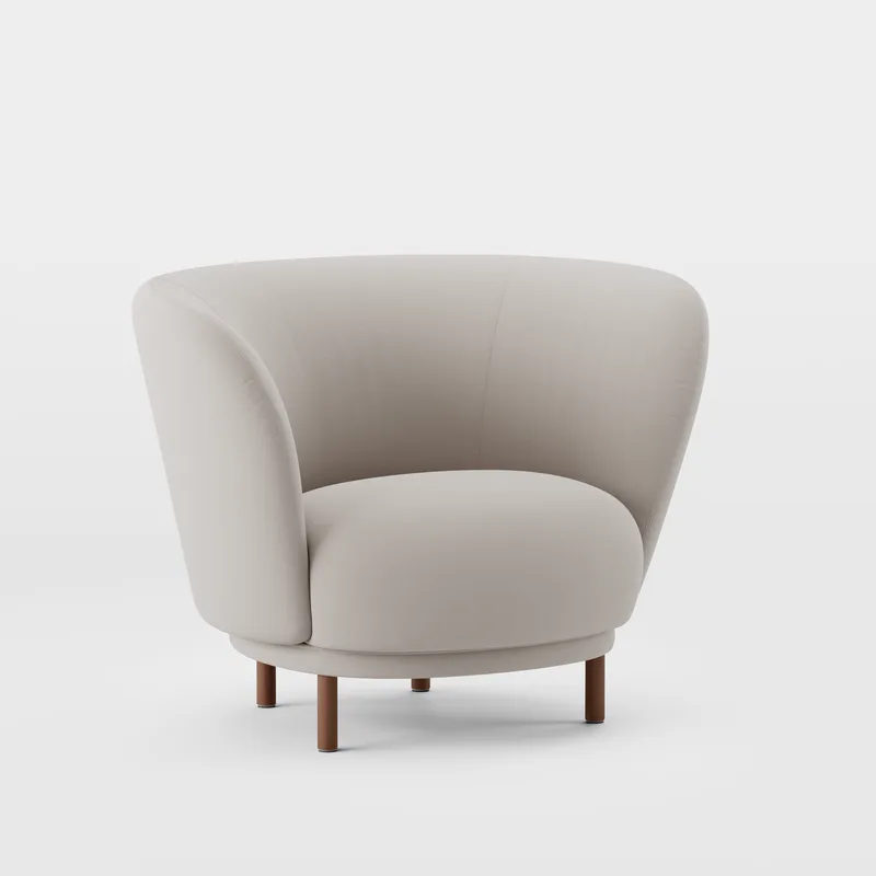 Dandy Armchair by Massproductions in Walnut Stained Beech/Kirkby Design – Smooth III 35 Porcini – product photo