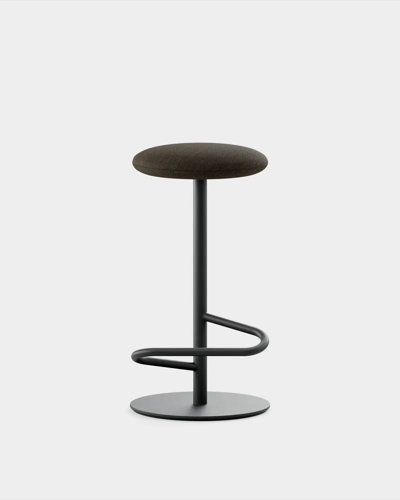 Odette Bar Stool H700 by Massproductions in Sahco – Ecriture 380, Black – product photo