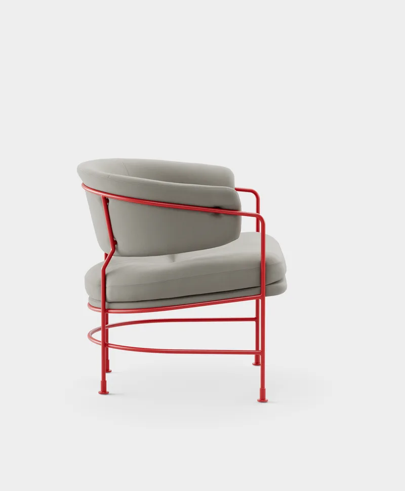 Astro Club Chair van Massproductions in Kirkby Design – Smooth III 87 Gris, Pure Red – productfoto