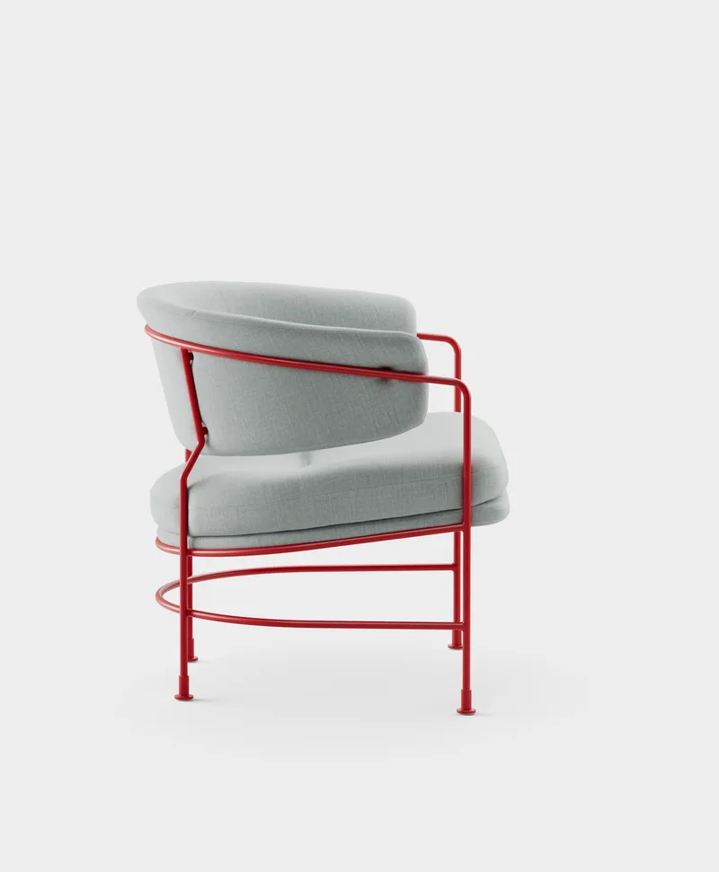 Astro Club Chair by Massproductions in Romo – Linara 253 Swedish Grey, Pure Red – product photo