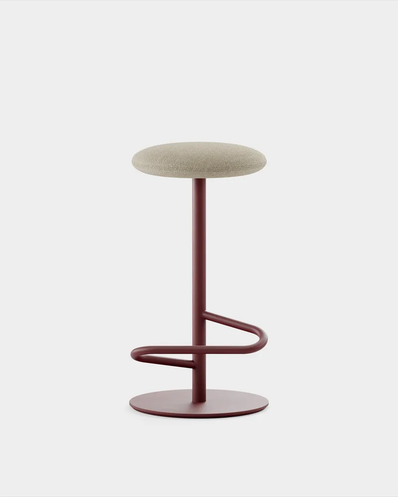 Odette Bar Stool H700 by Massproductions in Sahco – Ecriture 240, Wine Red – product photo