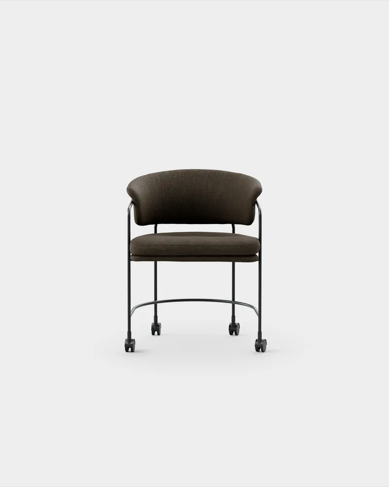 Astro Armchair w Castors by Massproductions in Sahco – Ecriture 380, Black – product photo