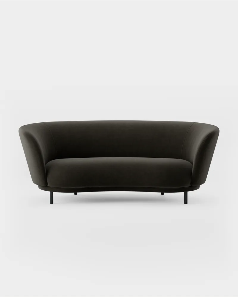 Dandy 2 Seater Sofa de Massproductions en Black Stained Oak/Romo – Linara 90 Espresso – photo du produit