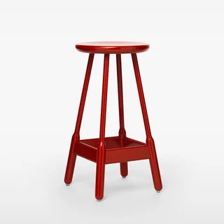 Albert Bar Stool H740 by Massproductions in Red Lacquered Beech – product photo 2 of 2