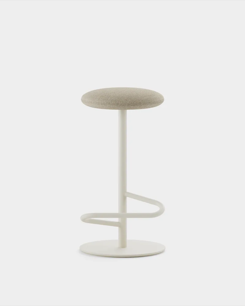 Odette Bar Stool H700 by Massproductions in Sahco – Ecriture 240, Ivory – product photo