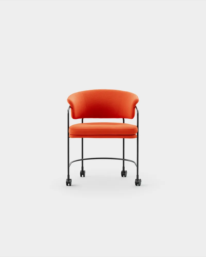 Astro Armchair w Castors by Massproductions in Kvadrat – Vidar 4 0542, Black – product photo