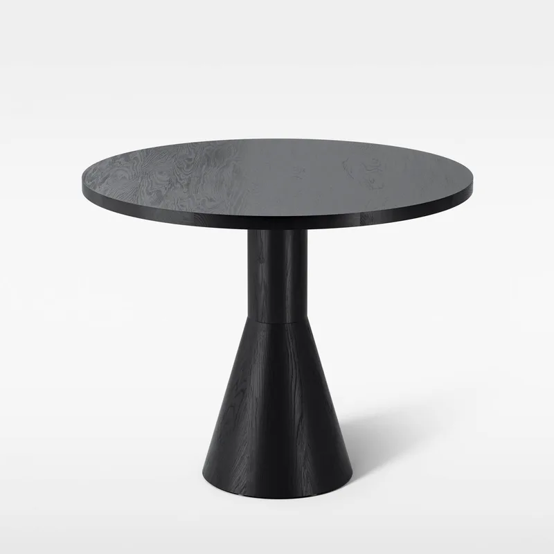 Draft Dining Table Ø700 von Massproductions in Black Stained Ash – Produktfoto