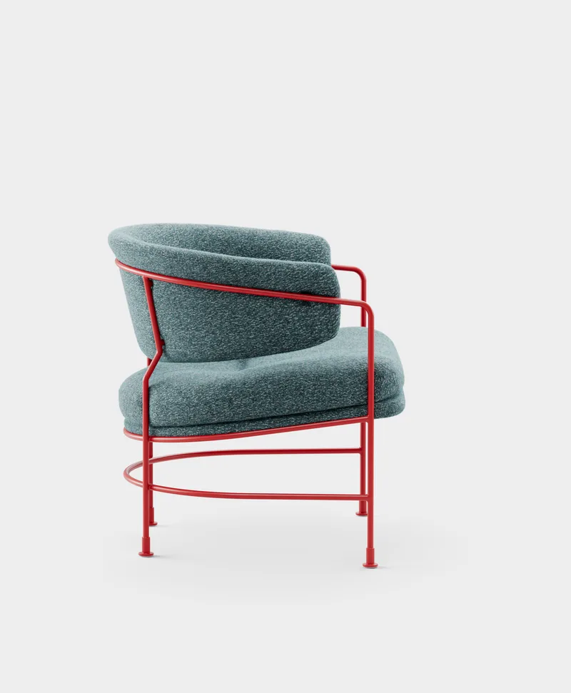Astro Club Chair van Massproductions in Kirkby Design – Spiral 06 Dragonfly, Pure Red – productfoto