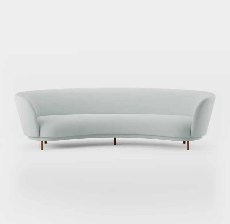 Dandy 4 Seater Sofa van Massproductions in Walnut Stained Beech/Romo – Linara 253 Swedish Grey – productfoto